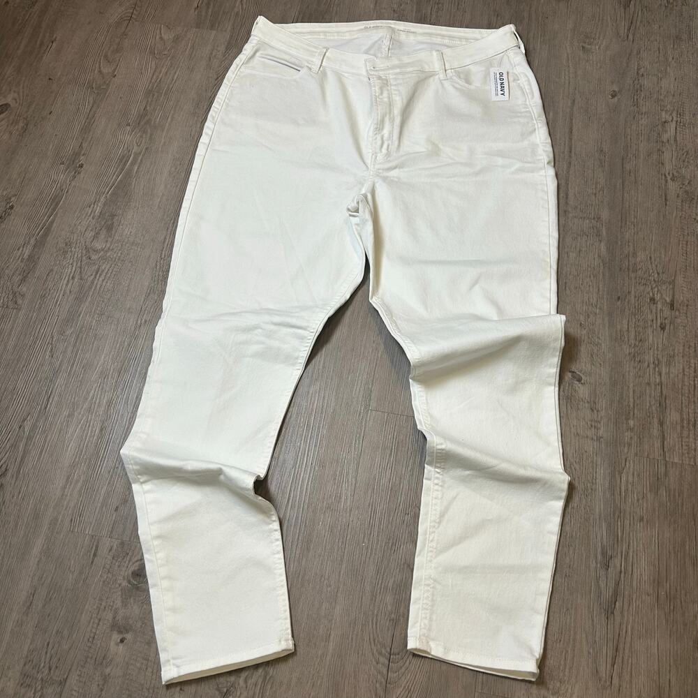 Old Navy Women’s High Rise Skinny Jeans White Denim Sz 18 Tall 30 Stretch Pants